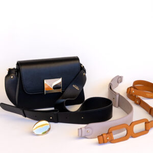 Pack Signature Clotilde Noire Bandoulière Taupe, Camel et noire, fermoir audacieuse et charmeuse