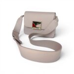 Sac Clotilde Bandoulière longue taupe et fermoir Audacieuse Rouge KERVICHE