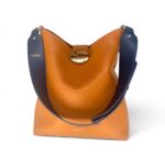 Sac Palmire Camel Bandoulière bleu et fermoir charmeuse